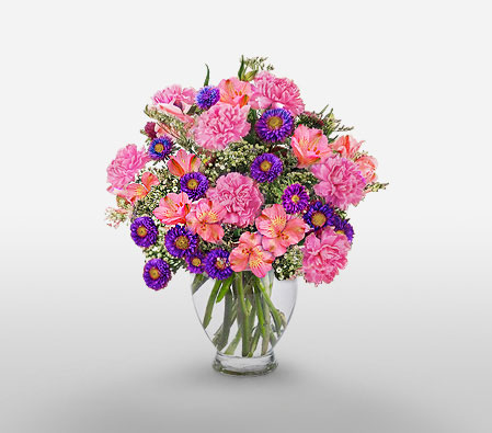 Full Of Love - VDay Arrangement-Pink,Purple,Carnation,Alstroemeria,Arrangement