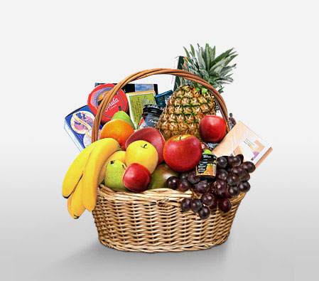 Classic Fruit & Gourmet Basket-Chocolate,Fruit,Gourmet,Basket,Hamper