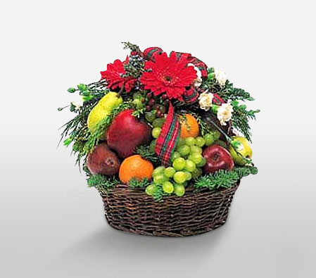 Christmas Hamper-Red,Fruit,Gerbera,Gourmet,Basket