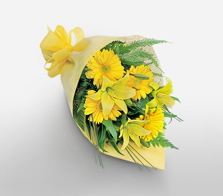 Silent Dawn-Yellow,Gerbera,Lily,Bouquet