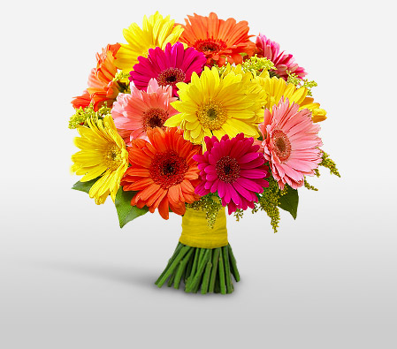 Gerbera Daisies Bouquet-Mixed,Orange,Red,Yellow,Daisy,Gerbera,Bouquet