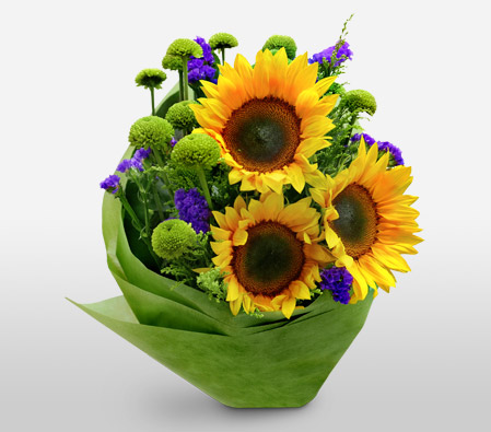 Summer Glory-Green,Purple,Yellow,SunFlower,Bouquet