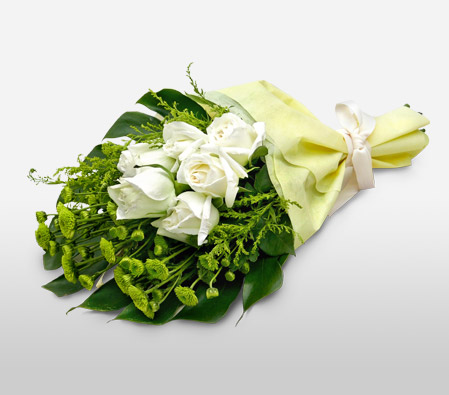 Karmic Nirvana-Green,White,Alstroemeria,Rose,Bouquet