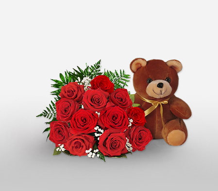 Cuddly Today-Red,Rose,Teddy,Bouquet