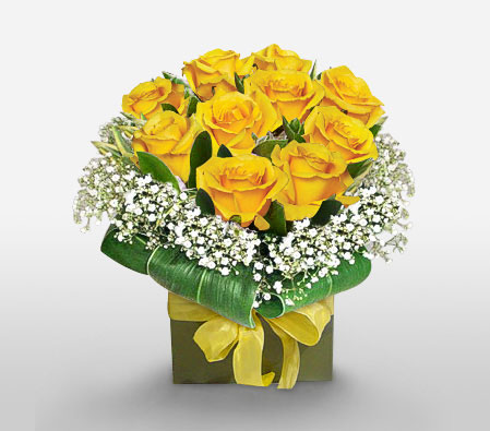 Charmer - 12 Yellow Roses-Yellow,Rose,Arrangement
