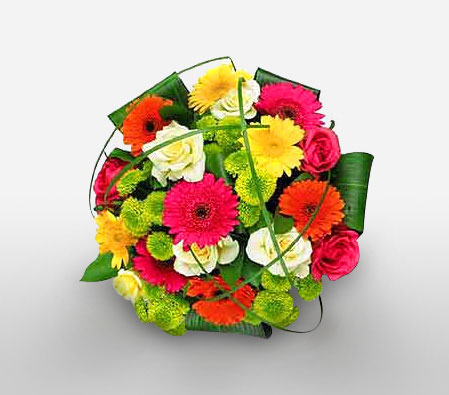 Confetti-Mixed,Red,Yellow,Daisy,Gerbera,Mixed Flower,Rose,Bouquet