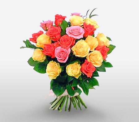 Warm Evenings-Mixed,Orange,Red,Yellow,Rose,Bouquet