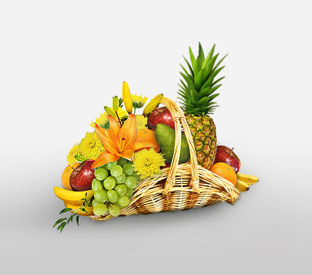 Fruits And Flowers-Gourmet,Fruit,Basket
