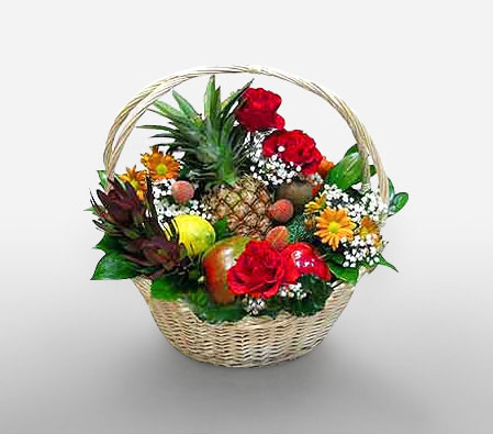 Gift Basket-Red,Fruit,Gourmet,Basket