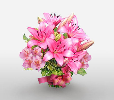Hummingbird Charms-Pink,Alstroemeria,Lily,Bouquet