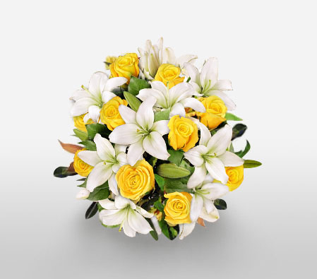 Billionaire Bouquet-White,Yellow,Lily,Rose,Bouquet