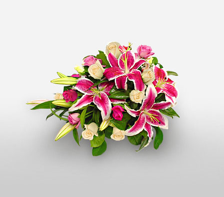 Cherished Moments-Pink,Lily,Rose,Bouquet