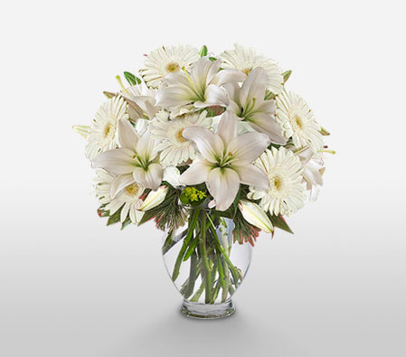 Chardonnay-White,Mixed Flower,Lily,Gerbera,Daisy,Bouquet