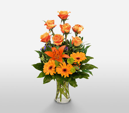 Luscious-Orange,Mixed Flower,Arrangement