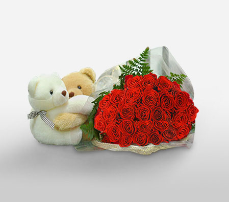 Too Much Love-Red,Rose,Teddy,Bouquet,Hamper