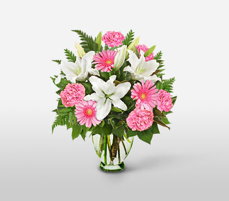 Pret-A-Porter-Pink,White,Gerbera,Lily,Bouquet