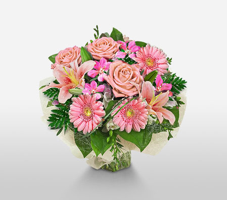 Sweet Dreams-Pink,Gerbera,Lily,Mixed Flower,Rose,Bouquet