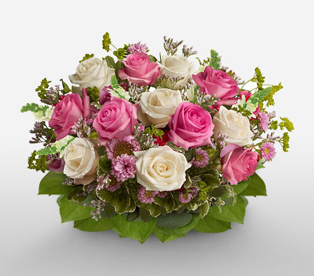 Strawberry Ice-Mixed,Pink,White,Rose,Bouquet