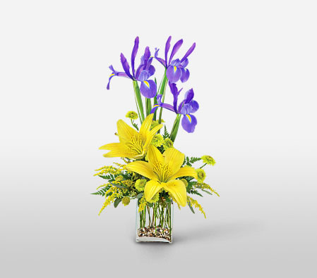Fatal Atraction-Mixed,Yellow,Iris,Lily,Mixed Flower,Arrangement