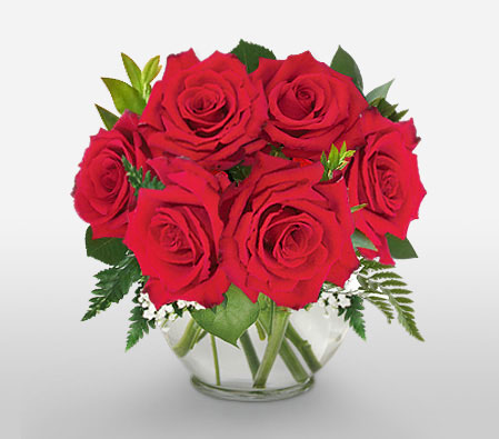 Yours Truly - Dozen Red Roses in Vase-Red,Rose,Arrangement