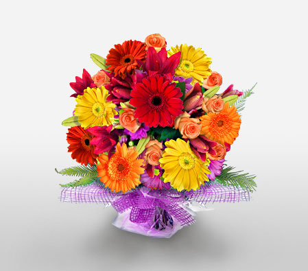Regal Blends-Mixed,Orange,Red,Yellow,Daisy,Gerbera,Bouquet