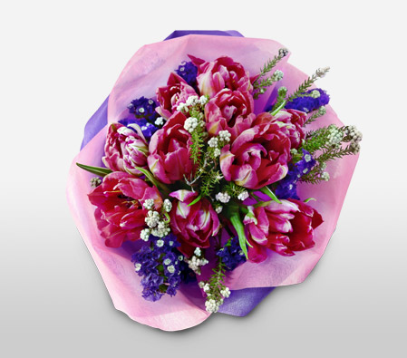 Moonlight Magnificence-Green,Pink,Tulip,Bouquet