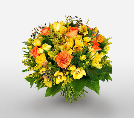 Amazon Mystery-Orange,Yellow,Mixed Flower,Gerbera,Daisy,Rose,Bouquet