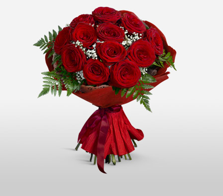 Stunning Red Roses-Red,Rose,Bouquet