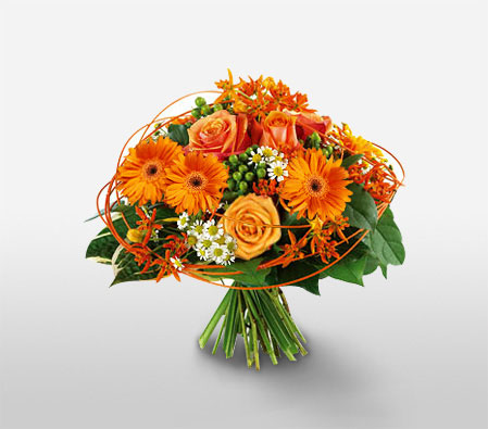Royal Radiance-Orange,Daisy,Gerbera,Rose,Bouquet