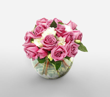 Roseate Affair-Pink,White,Rose,Arrangement