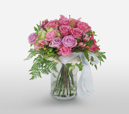 Imperial Elegance - 12 Pastel Roses-Pink,Rose,Arrangement