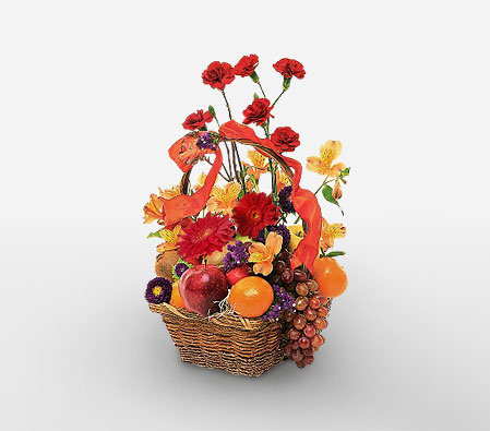 Valentines Surprise-Mixed Flower,Fruit,Basket