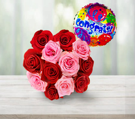 Bati Bouquet <Br><span>12 Roses & Free Balloon </span></Br>