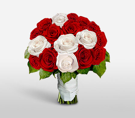 Glam Brigade-Red,White,Rose,Bouquet