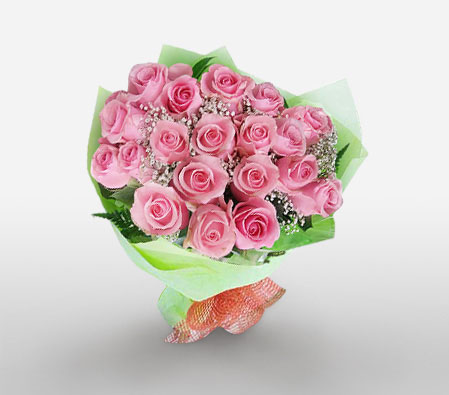 Long Stem Pink Rose Bouquet-Pink,Rose,Bouquet