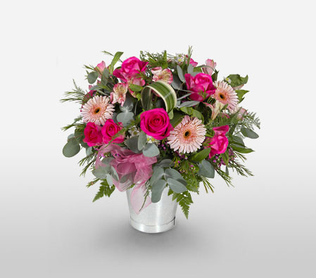Fashion Kapitaal-Pink,Alstroemeria,Daisy,Gerbera,Mixed Flower,Rose,Arrangement