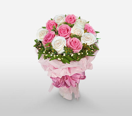 Perfect Rhapsody-Pink,White,Rose,Bouquet