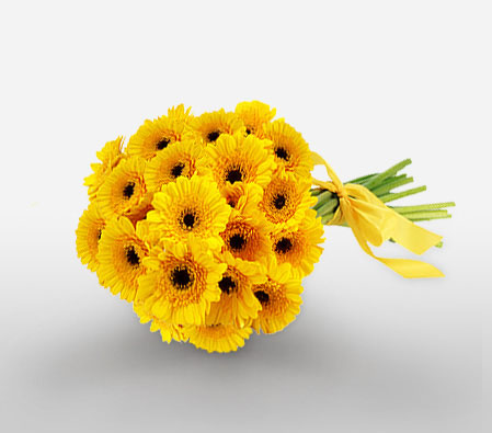 Sunshine Love - Yellow Gerberas-Yellow,Gerbera,Bouquet