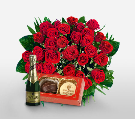 Debonair Collection-Red,Chocolate,Rose,Wine,Arrangement,Bouquet,Hamper