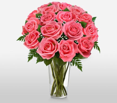 Long Stem Pink Roses-Pink,Rose,Bouquet