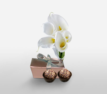 Swiss Perfection-White,Chocolate,Lily,Bouquet