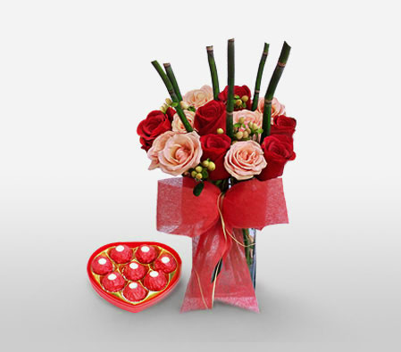 Royal Amour-Pink,Red,Chocolate,Rose,Arrangement