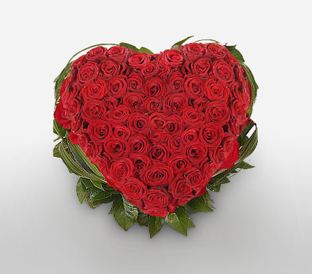 Heavenly Bliss - 2 Dozen Red Roses Heart-Red,Rose,Arrangement