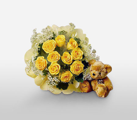 Golden Love-Yellow,Teddy,Rose,Bouquet