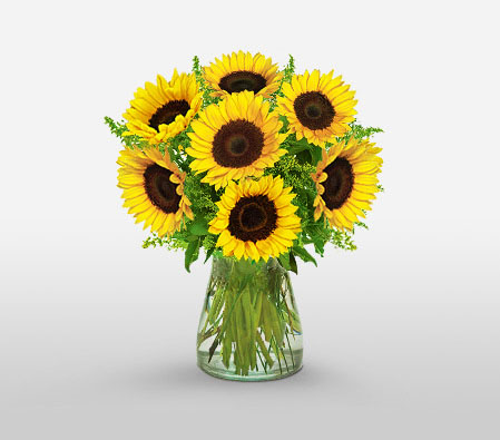 Golden Sunflowers-Green,Yellow,SunFlower,Arrangement