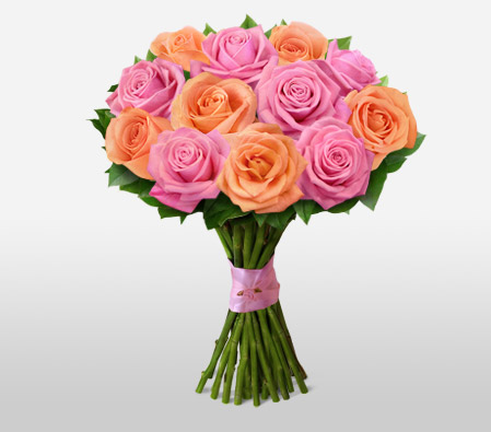 Angelic Vision-Mixed,Peach,Pink,Yellow,Rose,Arrangement