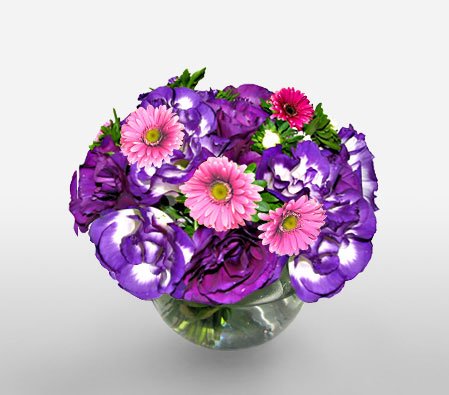 Ocean Blue-Mixed,Pink,Purple,Daisy,Mixed Flower,Arrangement