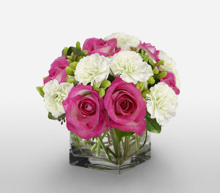 Bon Ton-Pink,White,Carnation,Rose,Arrangement