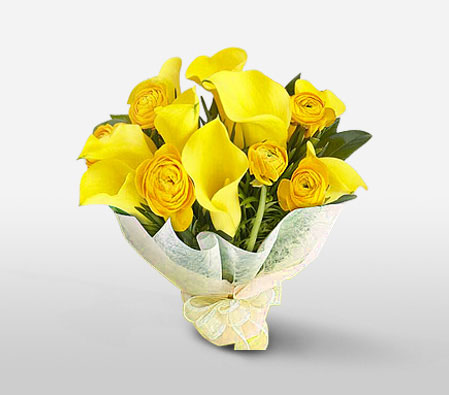 Southern Sunshine-Yellow,Lily,Rose,Bouquet