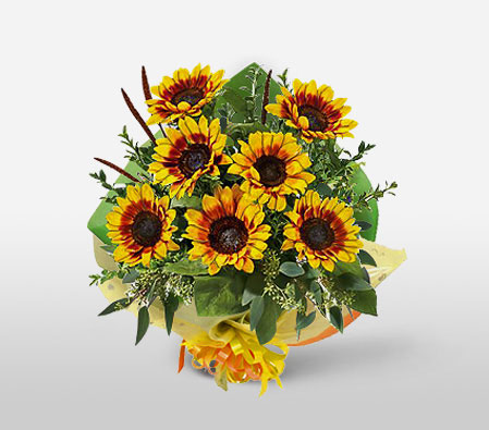 Glowing Splendor-Yellow,SunFlower,Bouquet